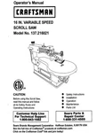 Craftsman 137.216021 Scroll Saw Owners Instruction Manual. Fixed Price $20.24.