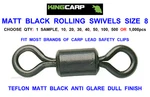King Carp Teflon Matt Black Rolling Swivels Size 8 20 30 40 500 1000. Fixed Price $36.53.
