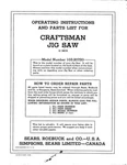 Craftsman 103.20720 18" Jig Saw Instructions. Fixed Price $20.24.
