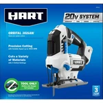 Hart Orbital Jigsaw 20V System HPJJS01 Cordless Variable Speed Tool Only, New. Fixed Price $58.99.