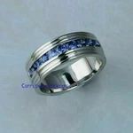Natural Tanzanite Gemstones With 925 Sterling Silver Band Ring For Men's #2344. Fixed Price $119.00.