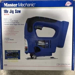 Master Mechanic 18V Cordless Jig Saw Built-in Laser, Variable Speed, 3 Blades. Fixed Price $10.00.