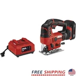Cordless Jigsaw 20V Kit 2AH Battery Charger Variable Speed Dust Blower Led Light. Fixed Price $75.35.