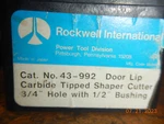 New Old Stock, Delta Rockwell Carbide Tipped Wood Shaper Cutter 43-992 Door Lip. Fixed Price $55.00.